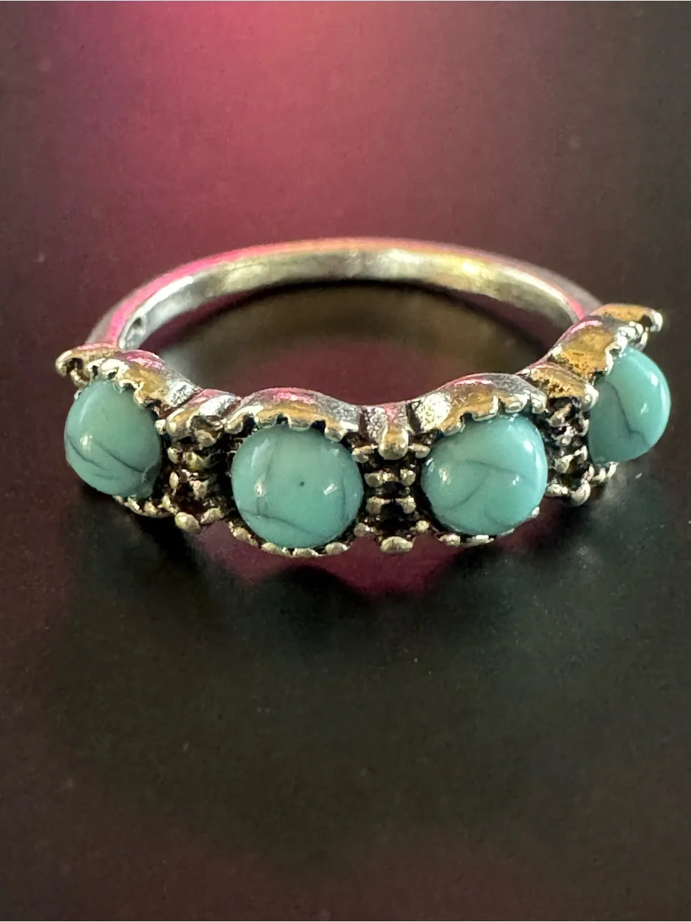Vintage Silver Tone Turquoise Ring